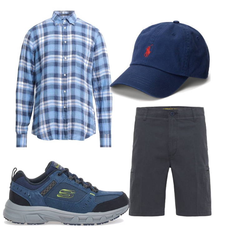 Outfit uomo - Total look #1715748. Stile Trendy per Tutti i giorni. Abbinamento con camicie, cappelli, shorts, sneakers.