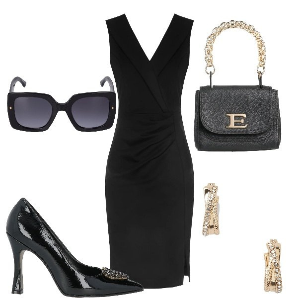 Outfit donna - Total look #1715805. Stile Chic per Cerimonia. Abbinamento con décolleté, borse a mano, vestiti a tubino, orecchini, occhiali da sole.