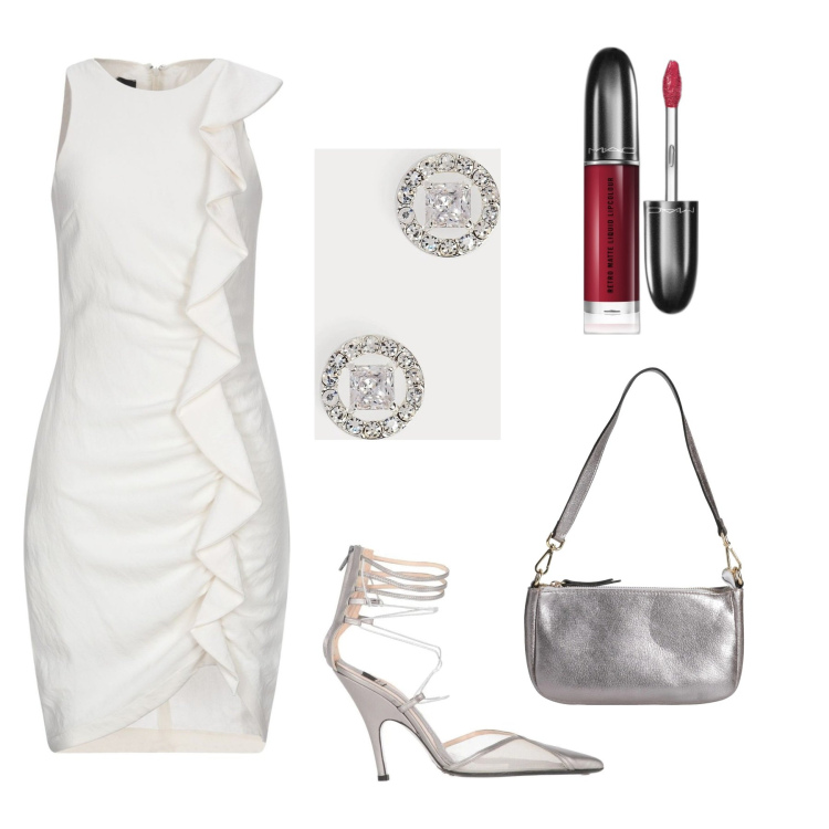 Outfit donna - Silvaner. Stile Boho per Serata fuori. Abbinamento con vestiti corti, décolleté, borse a spalla, rossetti, orecchini.