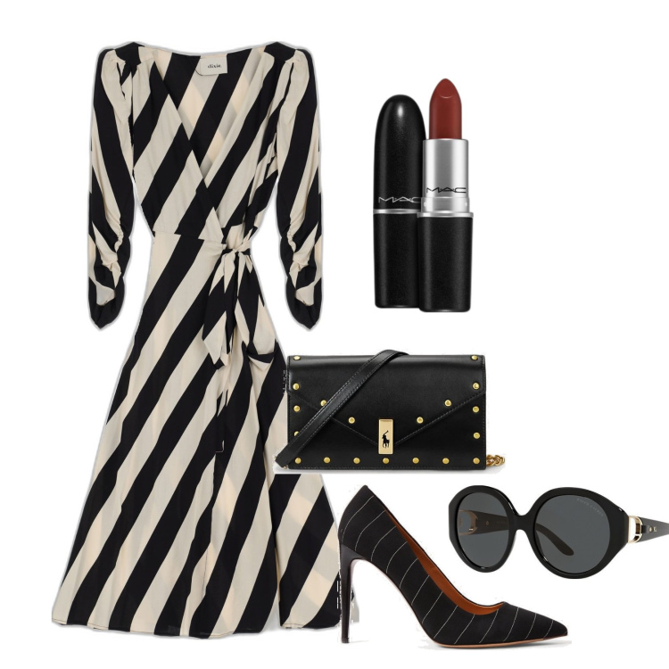 Outfit donna - Winery schick. Stile Chic per Serata fuori. Abbinamento con rossetti, vestiti midi/longuette, occhiali da sole, clutch, décolleté.