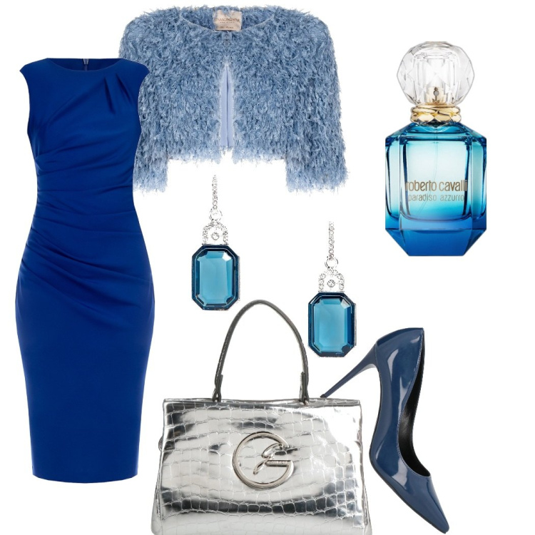 Outfit donna - I mie 40 anni. Stile Chic per Serata fuori. Abbinamento con décolleté, borse a mano, profumi, orecchini, vestiti midi/longuette, bolero.