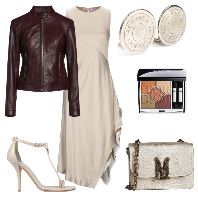 Outfit donna - Total look #1716127. Stile Casual chic per Serata fuori. look ideale per Tall. Abbinamento con vestiti midi/longuette, giacche, borse a tracolla, orecchini, infradito, ombretti.