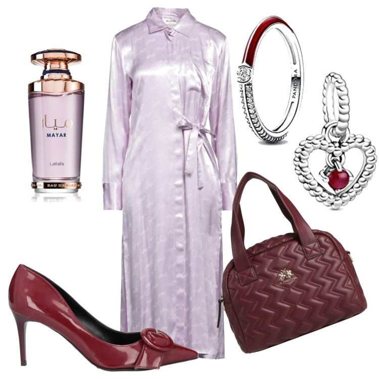 Outfit donna - Satin con fiocco. Stile Bon Ton per Serata fuori. Abbinamento con vestiti chemisier, décolleté, borse a mano, profumi, anelli, braccialetti.
