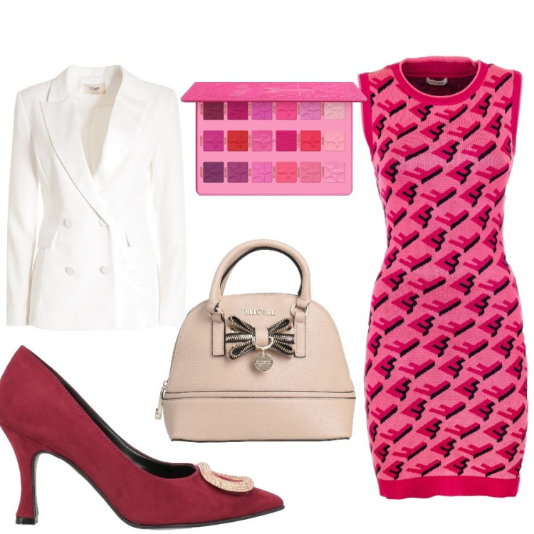 Outfit donna - Total look #1716321. Stile Glamour per Serata fuori. Abbinamento con décolleté, borse a mano, ombretti, blazer, vestiti senza maniche.