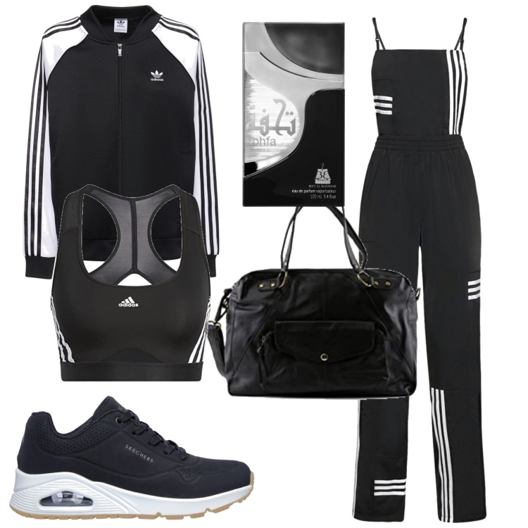 Outfit donna - Sempre trendy , palestra time. Stile Casual per Sport. Abbinamento con profumi, tute, borse sportive, sneakers, giacche, reggiseni.