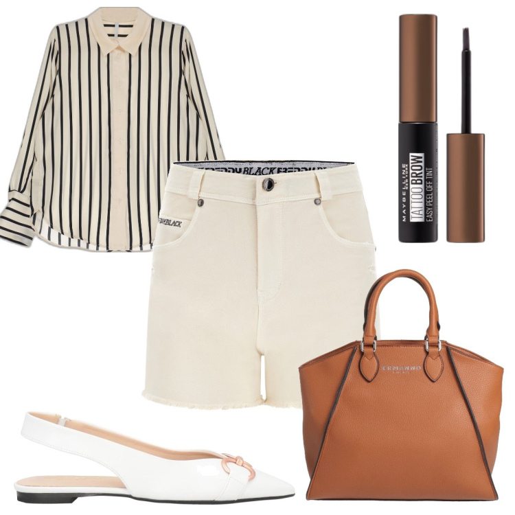 Outfit donna - Total look #1716440. Stile Trendy per Tutti i giorni. Abbinamento con borse a mano, ballerine, eyeliner, camicie, shorts.