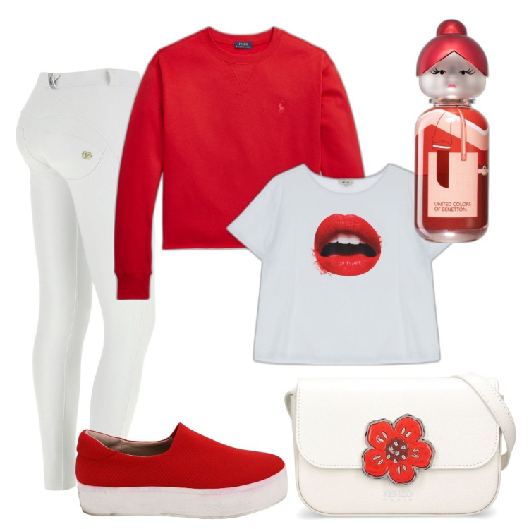 Outfit donna - La felpa me la porto. Stile Urban per Scuola/Università. Abbinamento con sneakers, profumi, pantaloni skinny, t-shirt, felpe, borse a spalla.