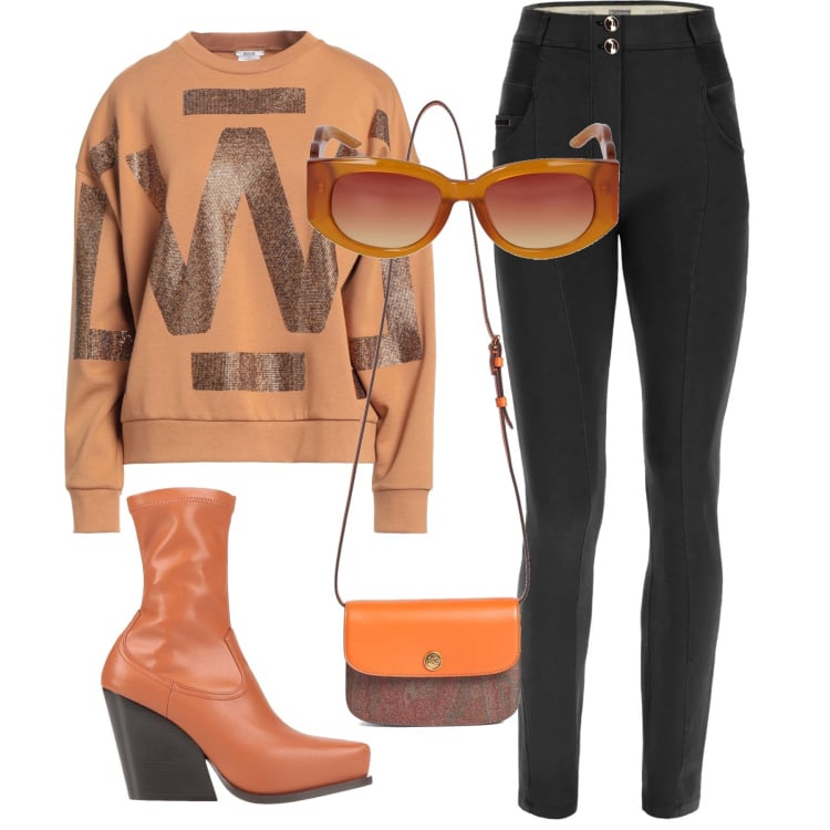 Outfit donna - La felpa per l\'autunno. Stile Casual per Scuola/Università. Abbinamento con stivaletti, felpe, pantaloni skinny, occhiali da sole, borse a spalla.