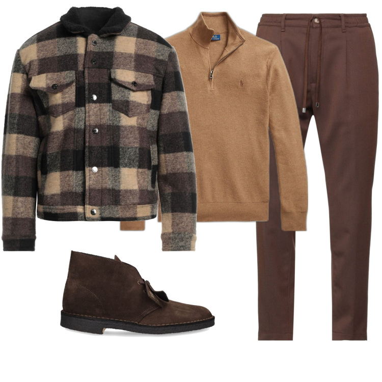 Outfit uomo - Colori autunnali. Stile Casual per Tutti i giorni. Abbinamento con maglieria, giacche, pantaloni, stivali.