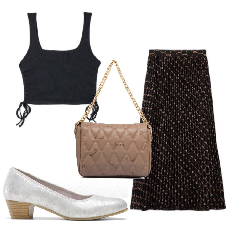 Outfit donna - Total look #1717343. Stile Trendy per Tutti i giorni. Abbinamento con décolleté, canottiere, gonne longuette, borse a tracolla.