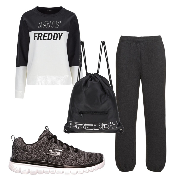 Outfit donna - Total look #1717361. Stile Basic per Sport. Abbinamento con zaini, felpe, pantaloni, sneakers.