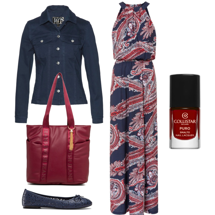 Outfit donna - L\'abito di fine estate. Stile Casual per Tutti i giorni. Abbinamento con ballerine, vestiti lunghi, blazer, smalti, borse a spalla.