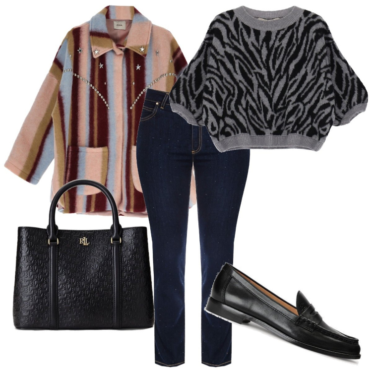 Outfit donna - Il coat a righe. Stile Casual chic per Ufficio. Abbinamento con maglieria, jeans, giacche, mocassini, borse a mano.