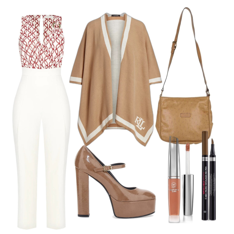 Outfit donna - Chic Curvy dall’alba al tramonto.. Stile Casual chic per Tutti i giorni. Abbinamento con borse a tracolla, gloss, matite sopracciglia, tute, cappe, décolleté.