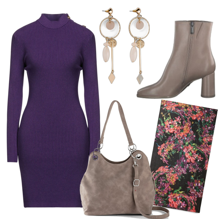 Outfit mujer - Una tarde de compras. Estilo Casual chic para Todos los días. look ideal para Tall/Alta. Combinación con bolsos de mano, pendientes, vestidos cortos, botines, bandas para el pelo.