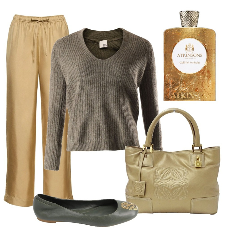 Outfit donna - La mia ballerina. Stile Basic per Tutti i giorni. Abbinamento con pullovers, borse a mano, ballerine, profumi, pantaloni.