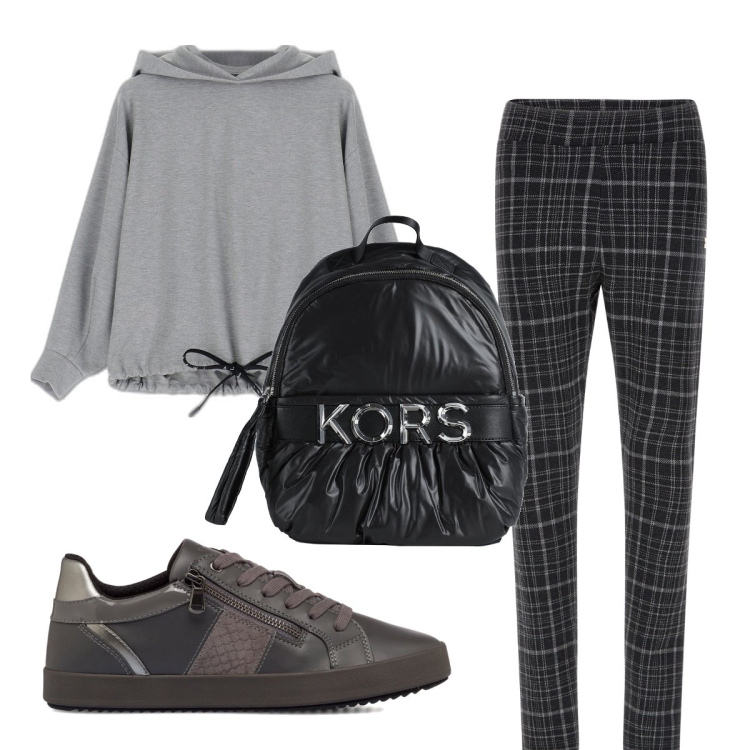 Outfit donna - Total look #1718797. Stile Basic per Sport. Abbinamento con zaini, felpe con cappuccio, pantaloni, sneakers.