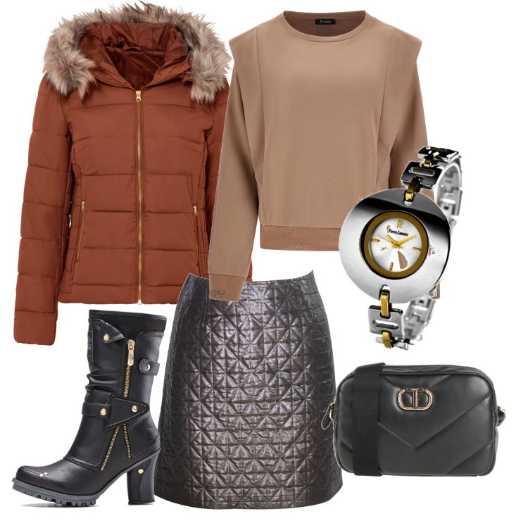 Outfit donna - Total look #1718863. Stile Sporty chic per Tutti i giorni. look ideale per Tall. Abbinamento con giacche, stivali, minigonne, borse a tracolla, maglieria, orologi.