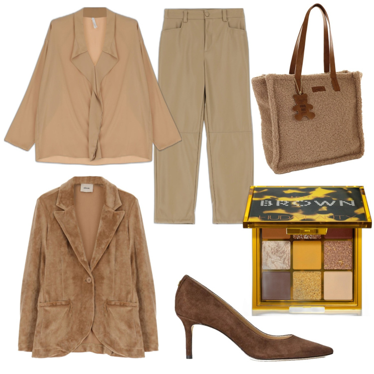 Outfit donna - Sfumature. Stile Casual per Tutti i giorni. Abbinamento con ombretti, camicie, pantaloni capri, giacche, décolleté, borse a spalla.