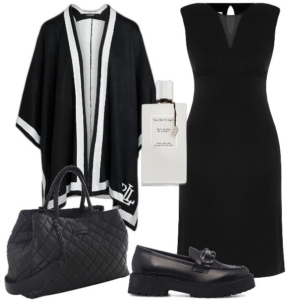 Outfit donna - plus size PittaRosso sempre perfetta. Stile Trendy per Ufficio. Abbinamento con profumi, vestiti midi/longuette, cappe, mocassini, borse a mano.