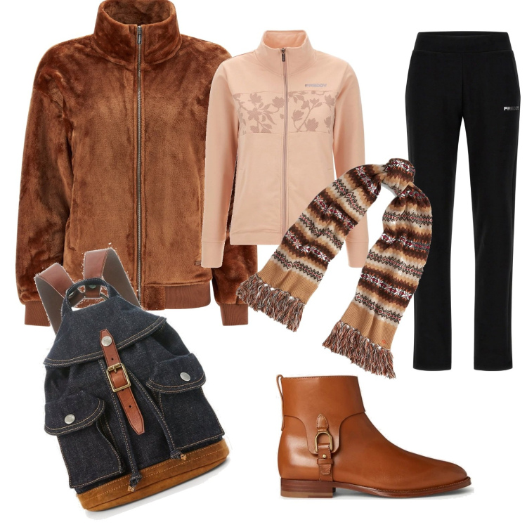 Outfit donna - Al lavoro. Stile Casual per Ufficio. Abbinamento con blazer, tute, zaini, stivaletti, sciarpe.