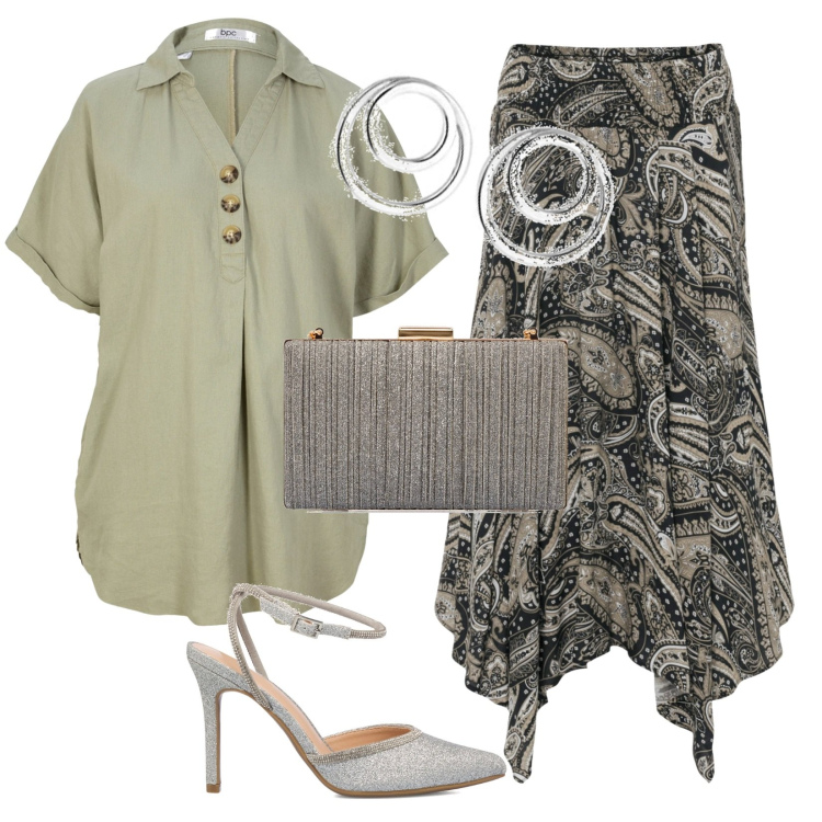 Outfit donna - Total look #1719239. Stile Casual chic per Tutti i giorni. look ideale per Tall. Abbinamento con gonne longuette, bluse, décolleté, clutch, orecchini.