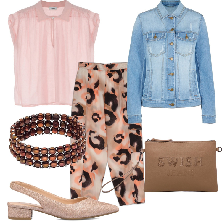 Outfit donna - Total look #1719292. Stile Trendy per Tutti i giorni. Abbinamento con blazer, pantaloni, décolleté, borse a tracolla, camicie a manica corta, braccialetti.