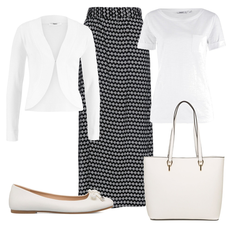Outfit donna - Una gonna per una giornata particolare. Stile Casual chic per Tutti i giorni. Abbinamento con t-shirt, gonne lunghe, blazer, borse a spalla, ballerine.