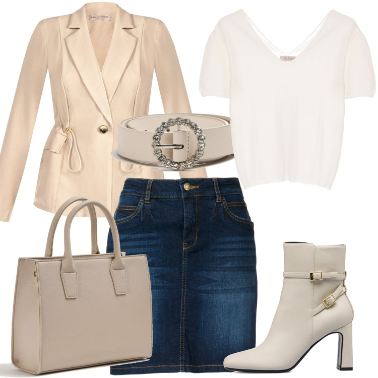 Outfit donna - Una gonna per una giornata particolare. Stile Casual chic per Tutti i giorni. Abbinamento con gonne, shopping bag, cinture, giacche, maglieria, stivaletti.
