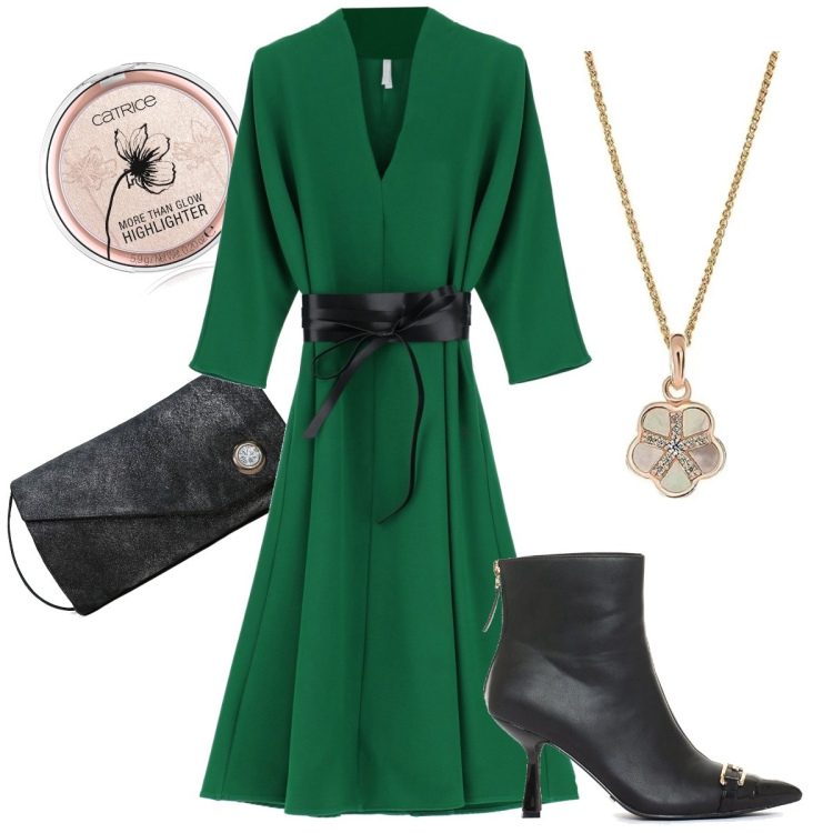 Outfit donna - La cintura annodata. Stile Bon Ton per Serata fuori. Abbinamento con borse a spalla, ciprie, stivaletti, vestiti midi/longuette, ciondoli.