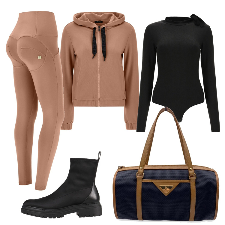 Outfit donna - Freddy fall vibes. Stile Sporty chic per Tutti i giorni. Abbinamento con stivaletti, borse a mano, felpe con cappuccio, pantaloni skinny, body.