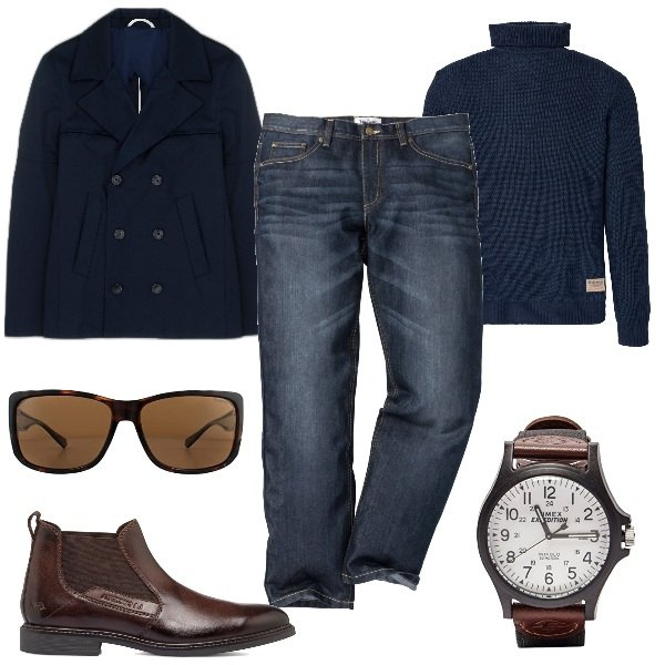 Outfit uomo - La Giacca in Saldo di Imperial. Stile Trendy per Tutti i giorni. Abbinamento con jeans dritti, maglieria, cappotti, stivali e stivaletti, orologi, occhiali da sole.