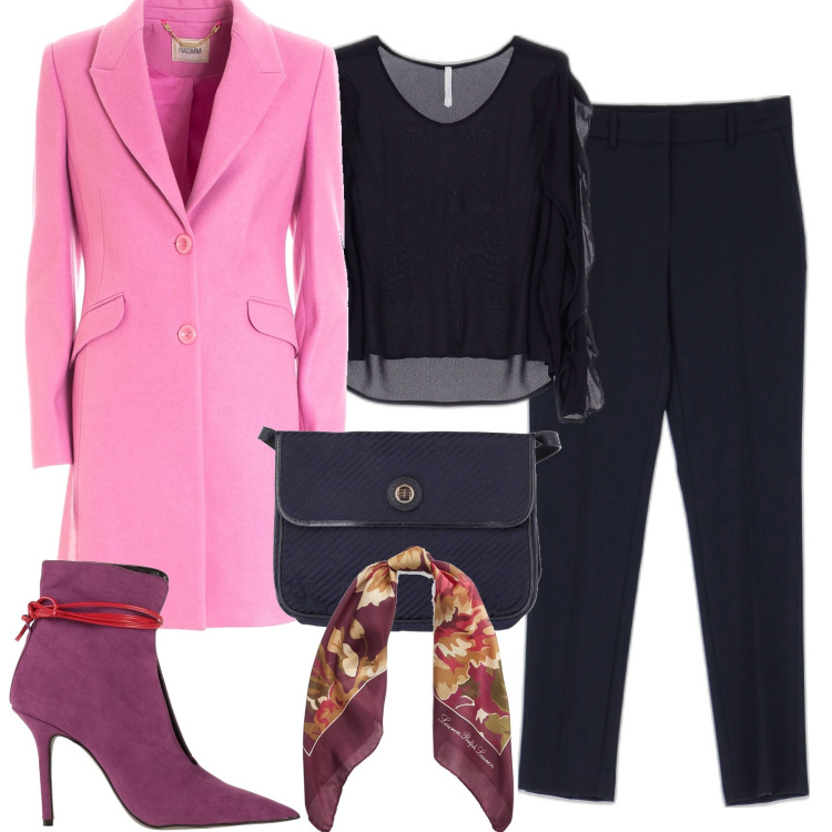 Outfit donna - Total look #1719881. Stile Chic per Tutti i giorni. Abbinamento con stivaletti, borse a spalla, maglieria, pantaloni, cappotti, foulard.