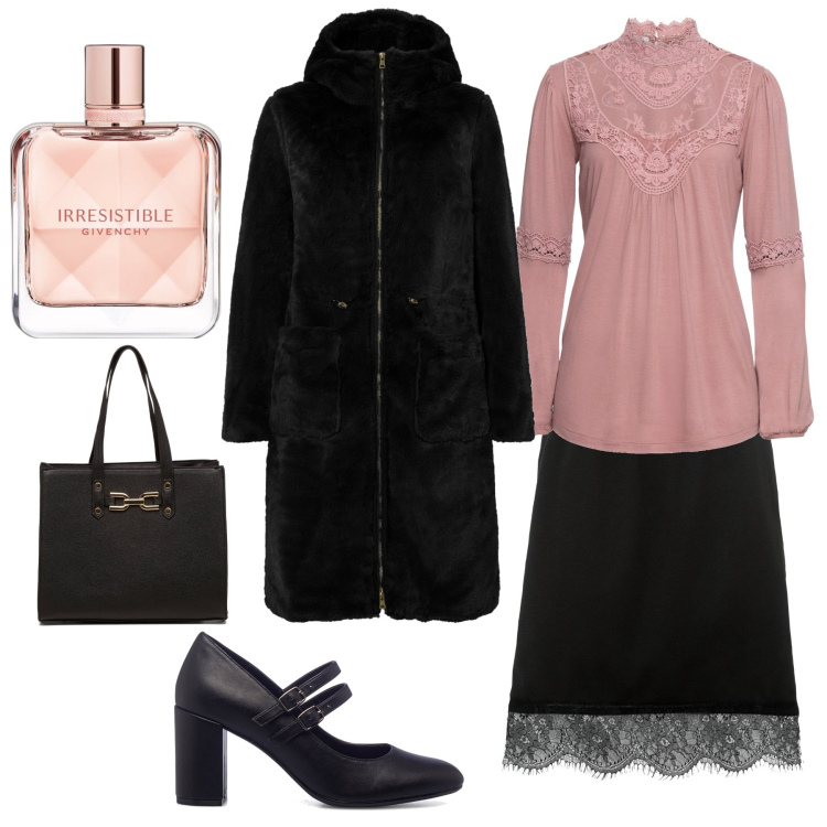 Outfit donna - Ispirazione bohémien. Stile Vintage retrò per Serata fuori. Abbinamento con ecopellicce, maglieria, gonne, profumi, décolleté, borse a spalla.