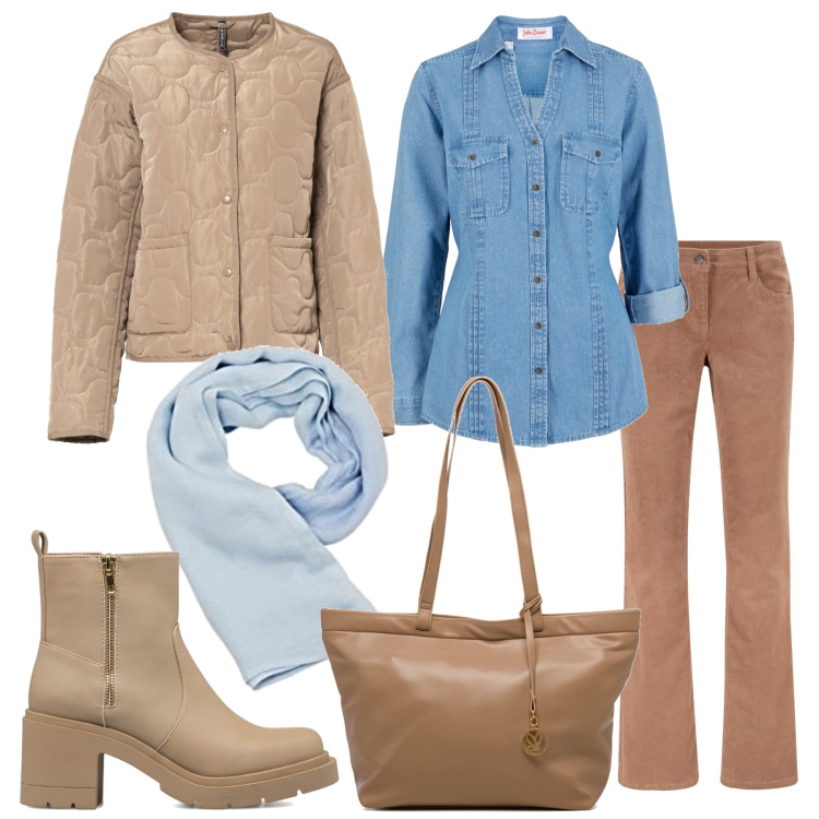 Outfit donna - Prime ispirazioni autunnali. Stile Basic per Tutti i giorni. Abbinamento con pantaloni, giacche, camicie, stivaletti, borse a spalla, sciarpe.