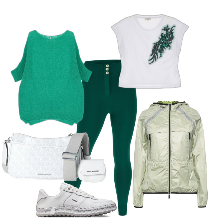 Outfit donna - Total look #1720063. Stile Casual per Tutti i giorni. look ideale per Petite. Abbinamento con giacche, borse a tracolla, pullovers, pantaloni skinny, t-shirt, sneakers.