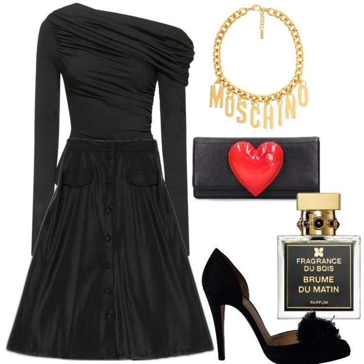 Outfit donna - Total look #1720167. Stile Urban per Serata fuori. Abbinamento con décolleté, profumi, gonne longuette, pochette, body, collane.