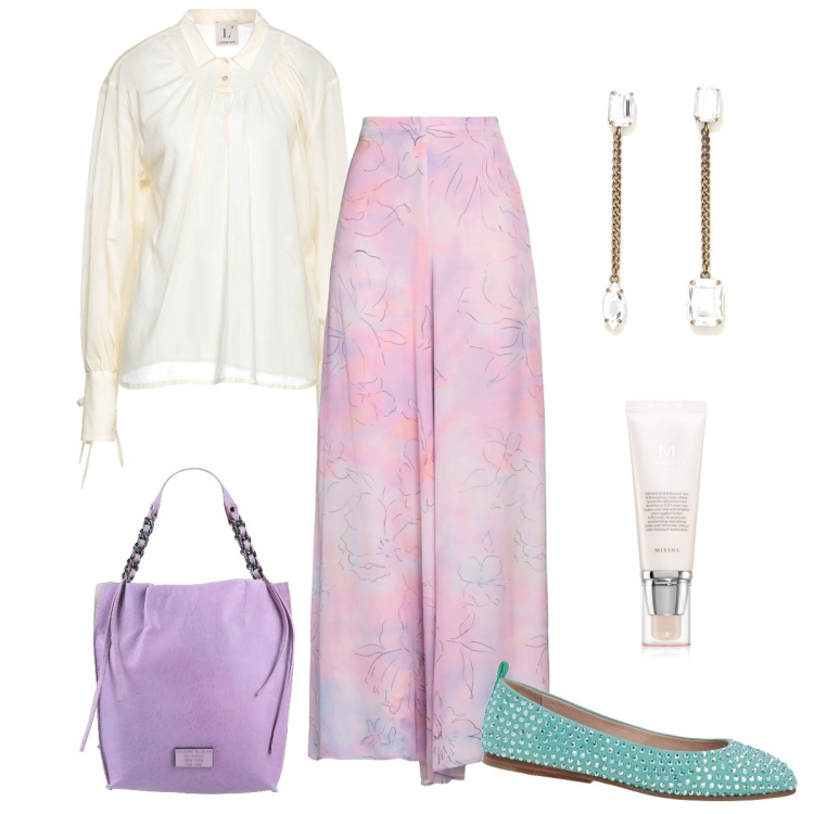 Outfit donna - Boho style. Stile Boho per Tutti i giorni. Abbinamento con pantaloni, bluse, ballerine, borse a mano, primer, orecchini.