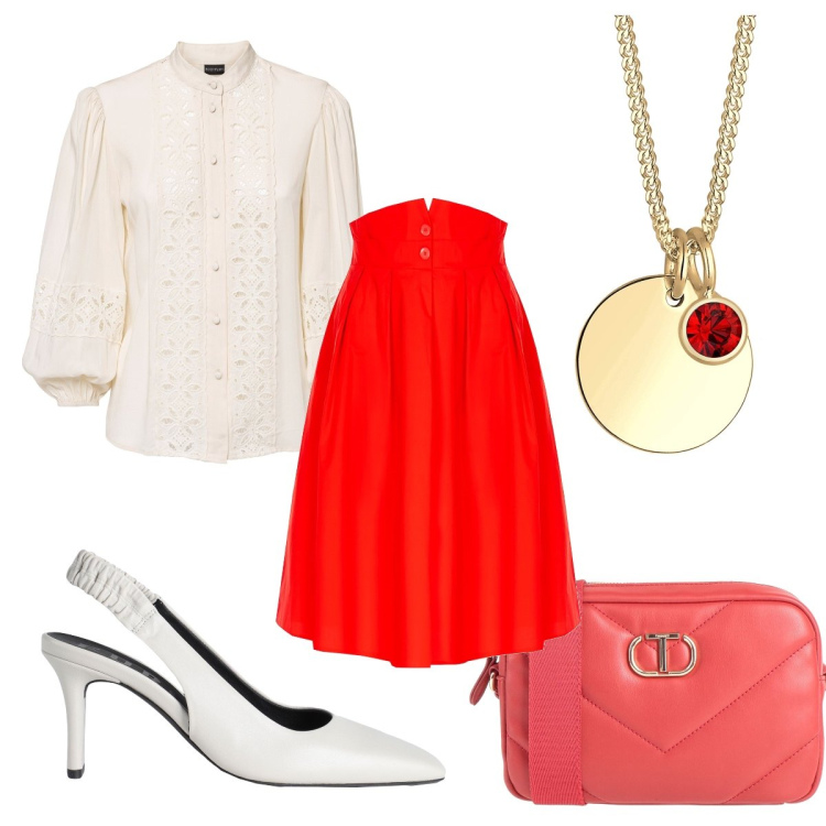 Outfit donna - Bon ton al mio compleanno. Stile Bon Ton per Cerimonia. Abbinamento con décolleté, borse a tracolla, camicie, gonne, collane.
