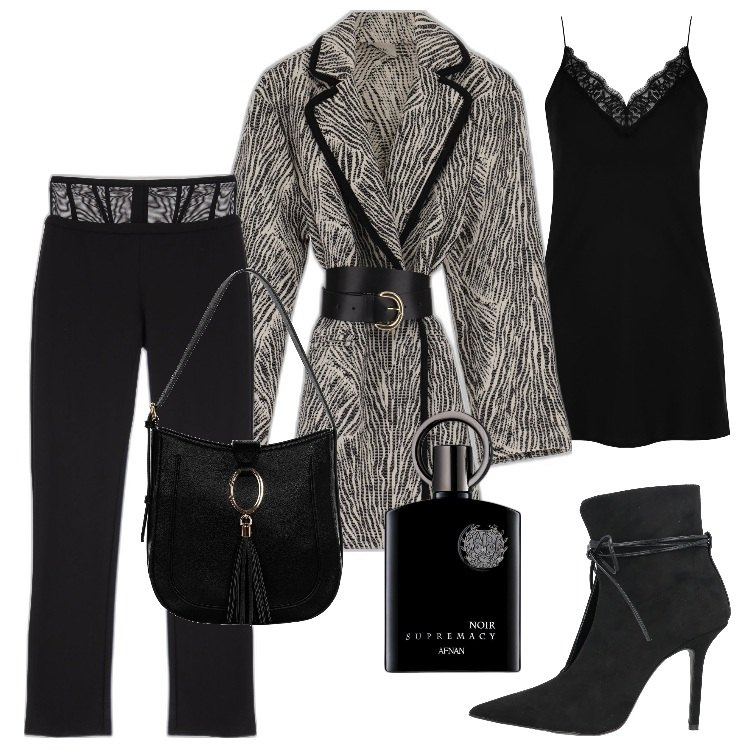 Outfit donna - Il Top in raso e pizzi. Stile Sexy per Serata fuori. Abbinamento con stivaletti, profumi, borse a spalla, top, pantaloni, cappotti.