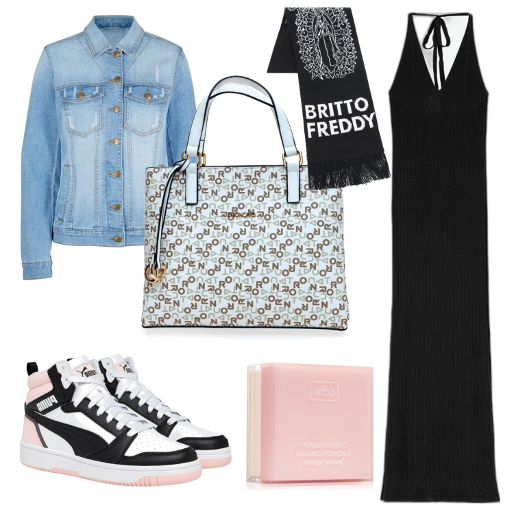 Outfit donna - Sneakers. Stile Casual chic per Tutti i giorni. Abbinamento con blazer, ciprie, vestiti lunghi, sciarpe, sneakers alte, borse a mano.