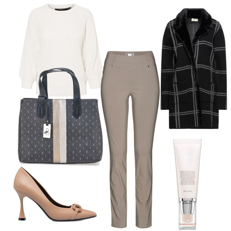 Outfit donna - Décolleté. Stile Chic per Tutti i giorni. Abbinamento con pantaloni, trench, primer, décolleté, pullovers, borse a mano.