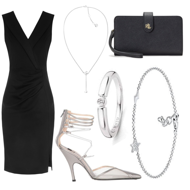 Outfit donna - Total look #1720687. Abbinamento con décolleté, vestiti a tubino, pochette, bracciale tennis argento, anelli, ciondoli.