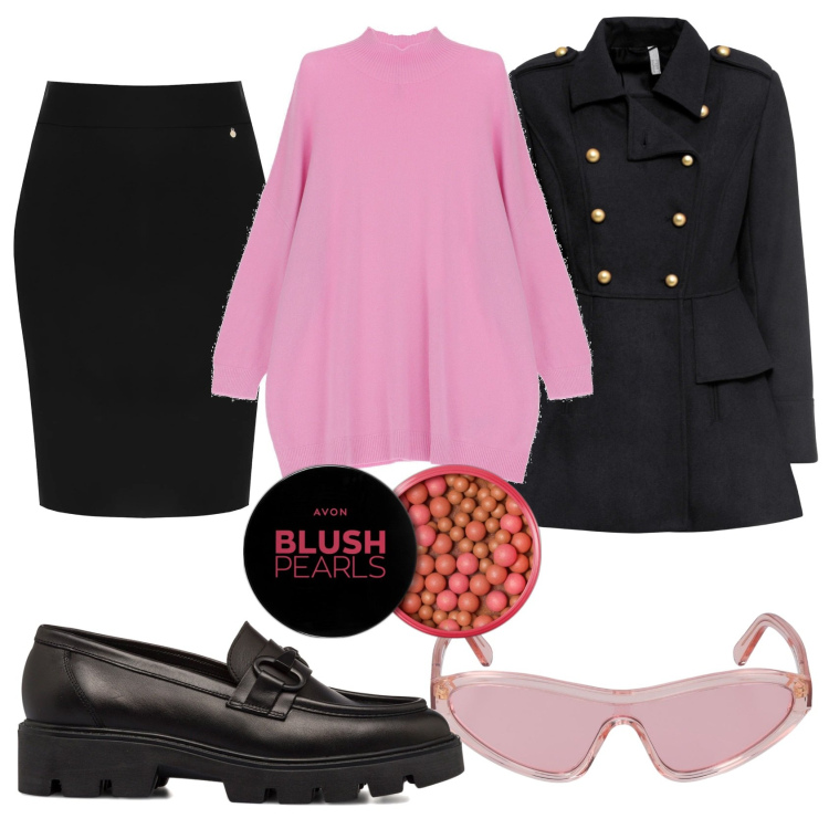 Outfit donna - Domenica a pranzo con i tuoi.. Stile Urban per Tutti i giorni. Abbinamento con cappotti, blush, gonne, pullovers, mocassini, occhiali da sole.