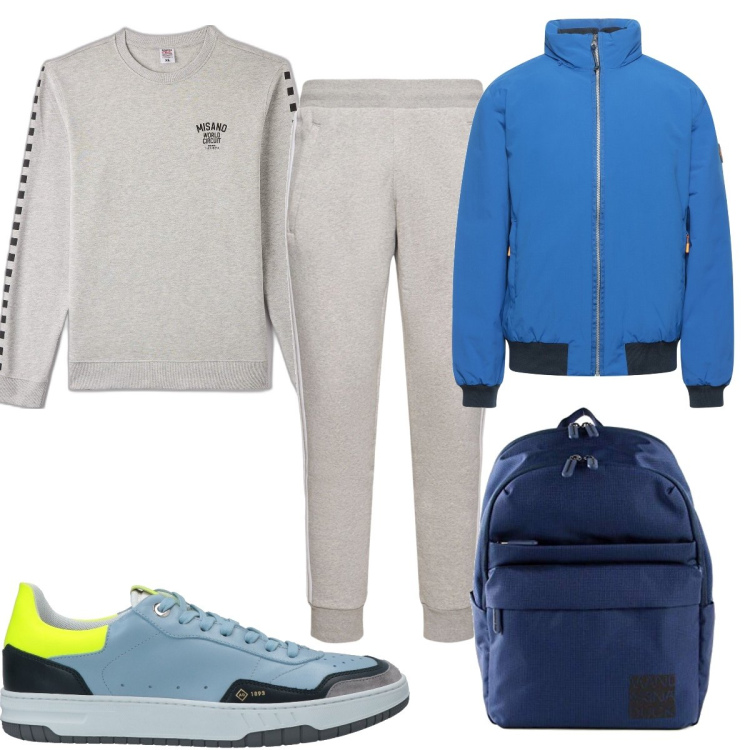 Outfit uomo - Total look #1721350. Stile Trendy per Tutti i giorni. Abbinamento con giacche, sneakers, felpe, borse sportive, pantaloni.