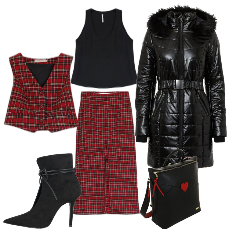 Outfit donna - Total look #1721427. Stile Chic per Serata fuori. look ideale per Tall. Abbinamento con giacche, stivaletti, gonne lunghe, gilet, canottiere, zaini.