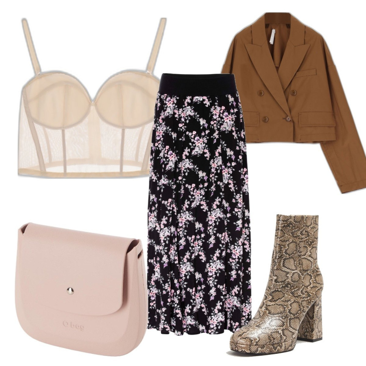 Outfit donna - Total look #1721430. Stile Boho per Tutti i giorni. Abbinamento con gonne lunghe, stivaletti, top, giacche, borse a spalla.