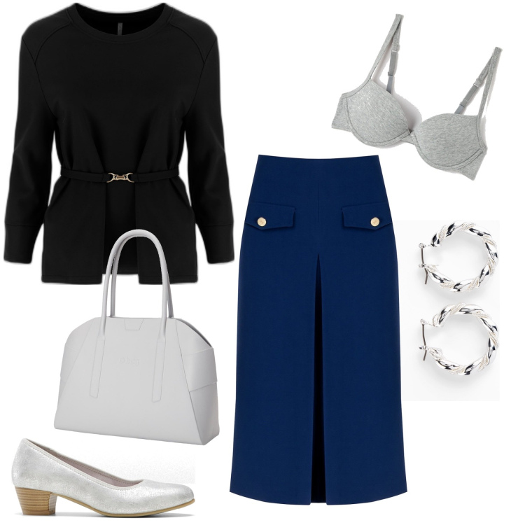 Outfit donna - Dal dottore con Luisa. Stile Casual chic per Tutti i giorni. Abbinamento con gonne lunghe, orecchini, reggiseni, gonne longuette, maglieria, borse a spalla.