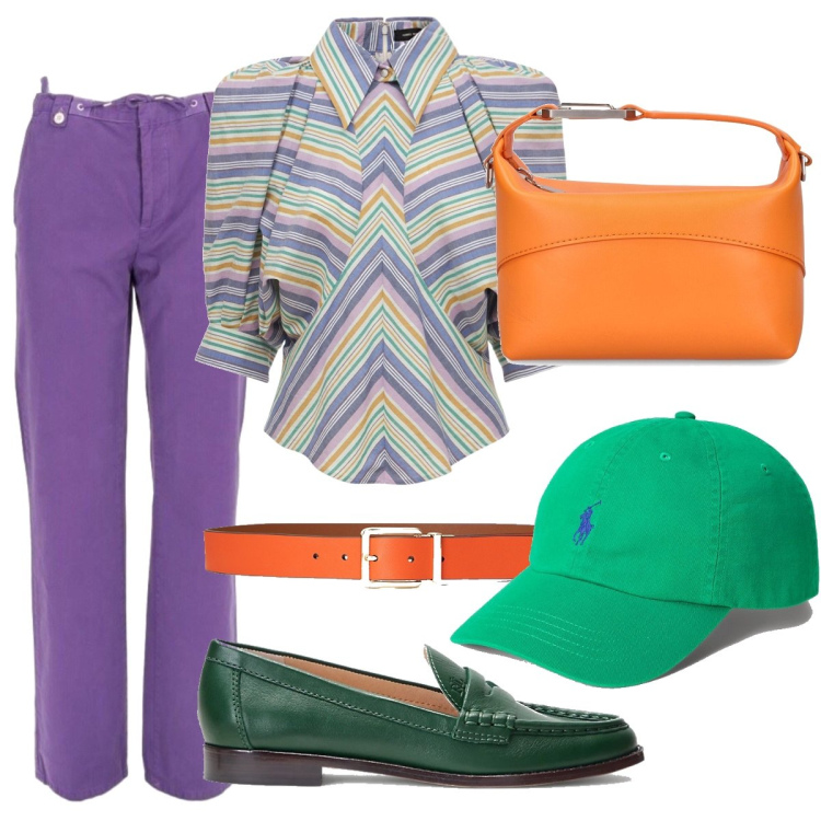 Outfit donna - fiore Astor. Stile Preppy per Scuola/Università. look ideale per Tall. Abbinamento con pantaloni, cappelli, mocassini, cinture, camicie, borse a mano.