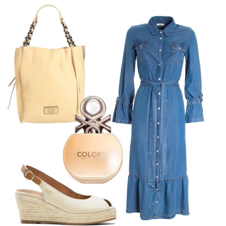 Outfit donna - Total look #1721746. Stile Basic per Tutti i giorni. Abbinamento con sandali, borse a mano, profumi, vestiti chemisier.